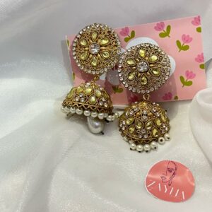Golden Rounded Flower Jhumkay