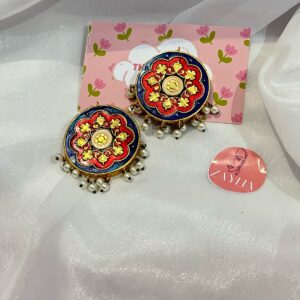 Blue Flower Circle Earing
