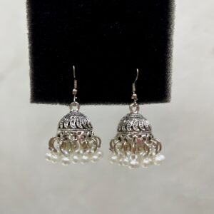 Silver-White beaded Jhumka