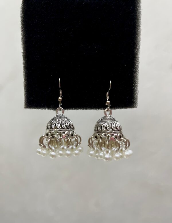 Silver-White beaded Jhumka