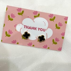 Four Leaf Black Studs