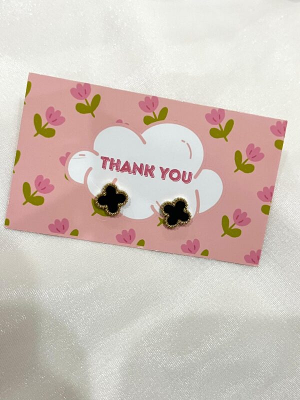 Four Leaf Black Studs
