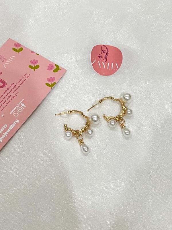 Oriel-Gold Pearl Hoop Earrings