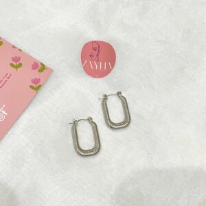 Oval Simple Hoop Earing-Silver