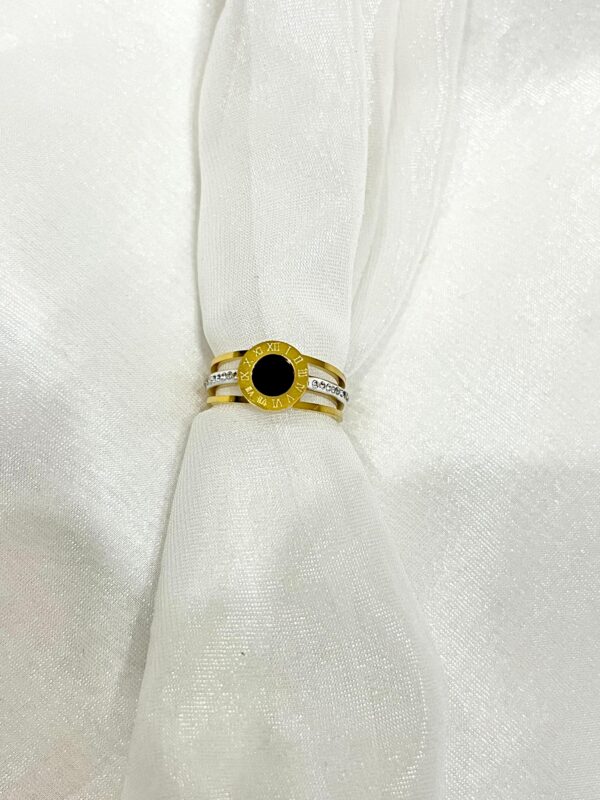Roman Numeral rhinestone Golden Ring