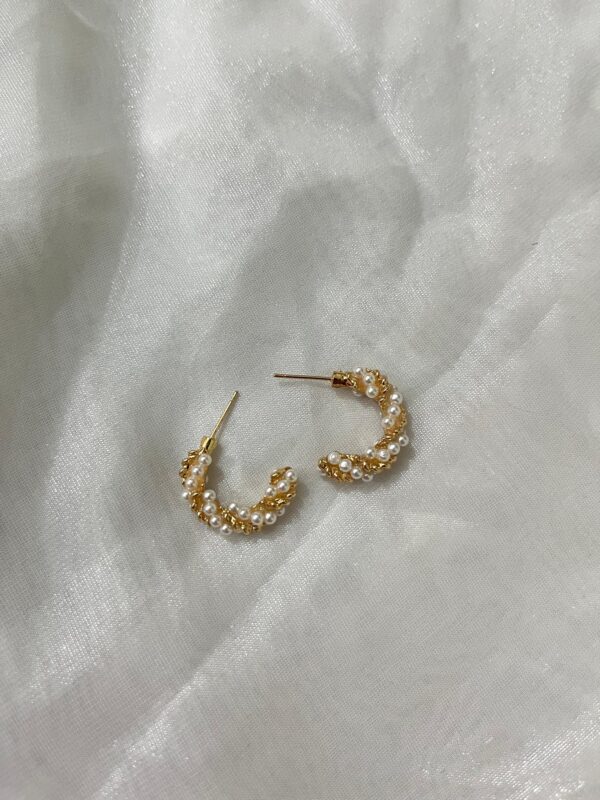 Golden white beaded Bali earing